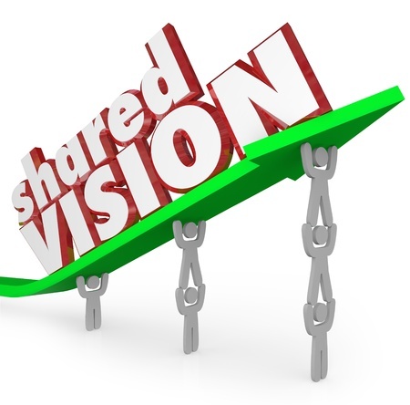 Image of team lifting arrow with shared vision - accountability - the six rights of accountability - vision/mission